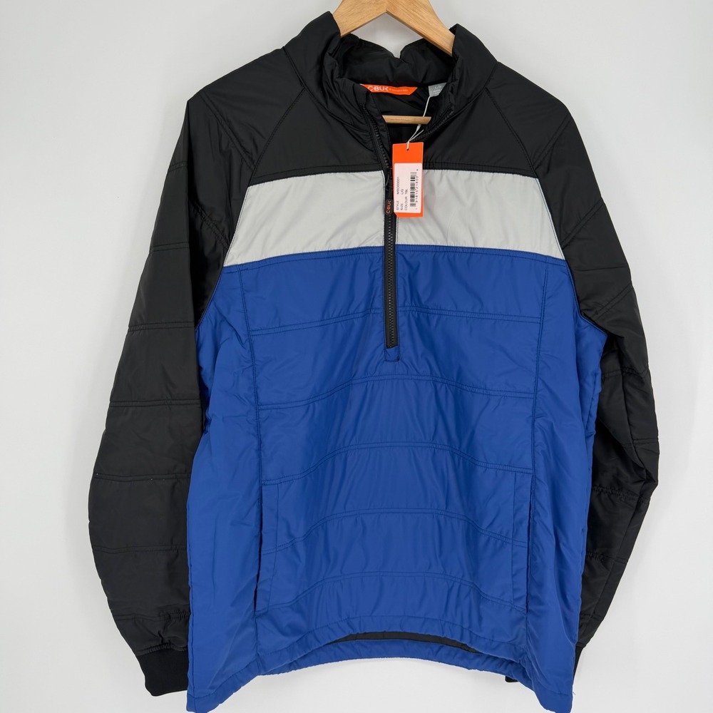 CBUK Cutter & Buck Mens Insulated Half Zip Jacket Blue Black Grey Outdoor Large